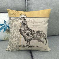 HKM-368211 Retro Floral Linen Pillowcase Cushion Cover, 45x45cm, Soft PP Cotton Filling