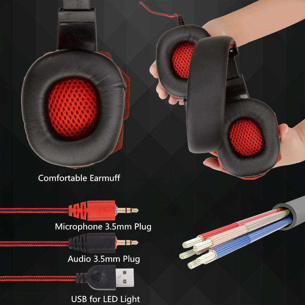 HKM-368211 Wired Gaming Headset with LED Lighting for PC and PS4