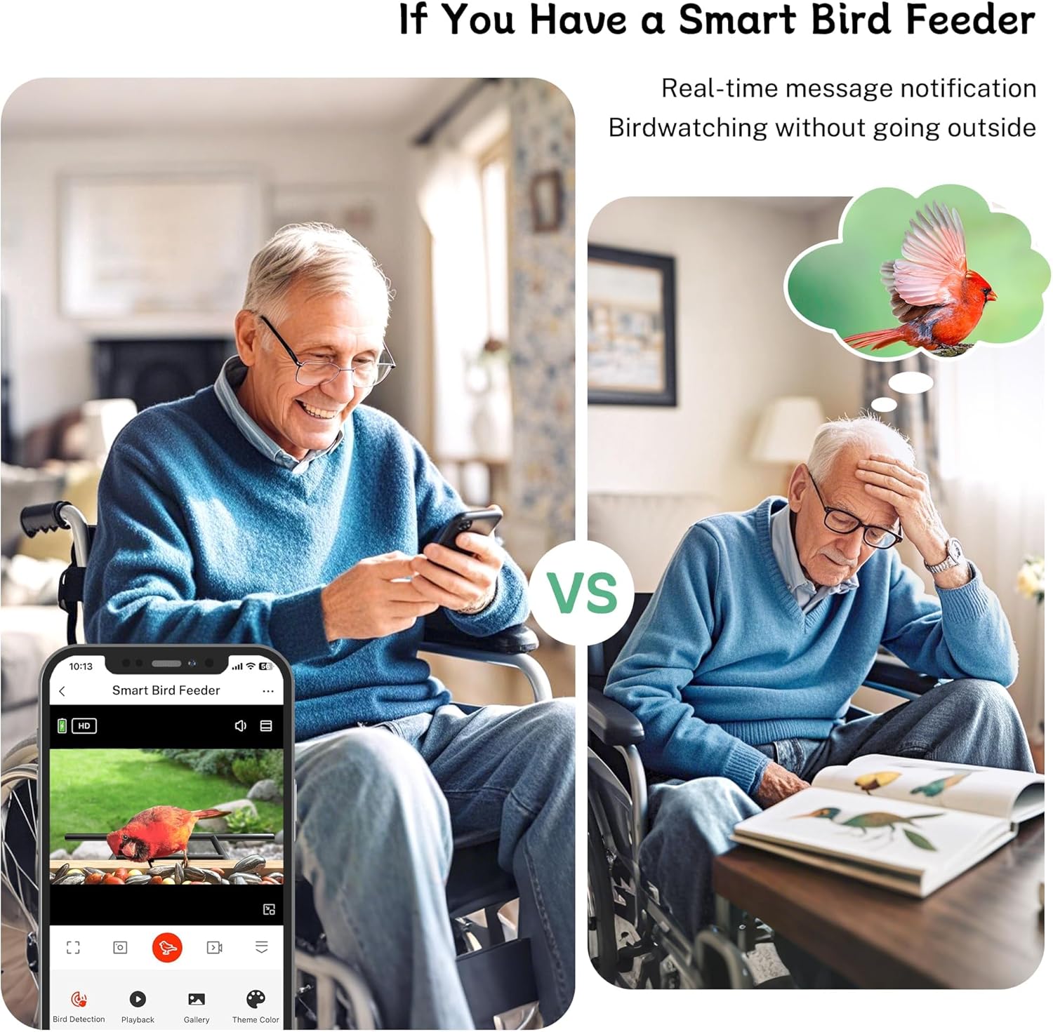 HKM-368339 Smart Bird Feeder with Camera, 1.5L Capacity, AI Bird Recognition, 1080P Resolution, Night Vision, and Multi-Device Sharing