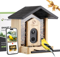HKM-368339 Smart Bird Feeder with Camera, 1.5L Capacity, AI Bird Recognition, 1080P Resolution, Night Vision, and Multi-Device Sharing