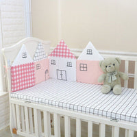 HKM-368467 Cotton Crib Bedding Set with Bed Fence - Four-Piece in Multiple Color Options
