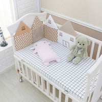 HKM-368467 Cotton Crib Bedding Set with Bed Fence - Four-Piece in Multiple Color Options