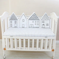 HKM-368467 Cotton Crib Bedding Set with Bed Fence - Four-Piece in Multiple Color Options