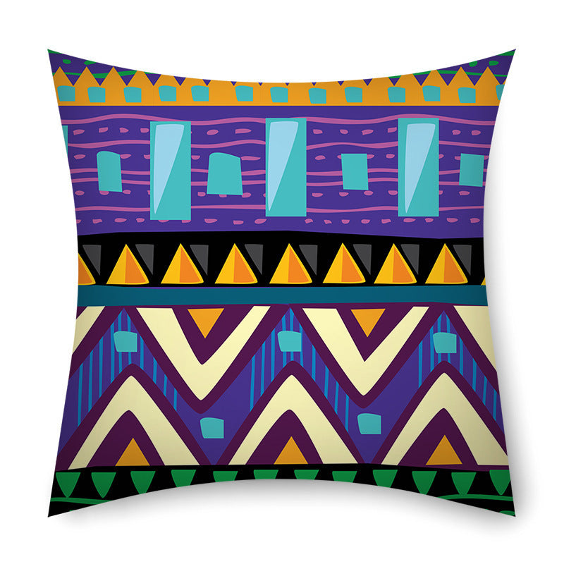HKM-368531 African Tribal Stripes Ethnic Pattern Cushion Cover – 45cm x 45cm Linen Pillowcase in Vibrant Colors