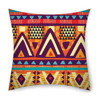 HKM-368531 African Tribal Stripes Ethnic Pattern Cushion Cover – 45cm x 45cm Linen Pillowcase in Vibrant Colors