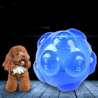 HKM-368595 Durable Molar Bite Resistant Elastic Toy Ball for Golden Retrievers - Yellow & Blue