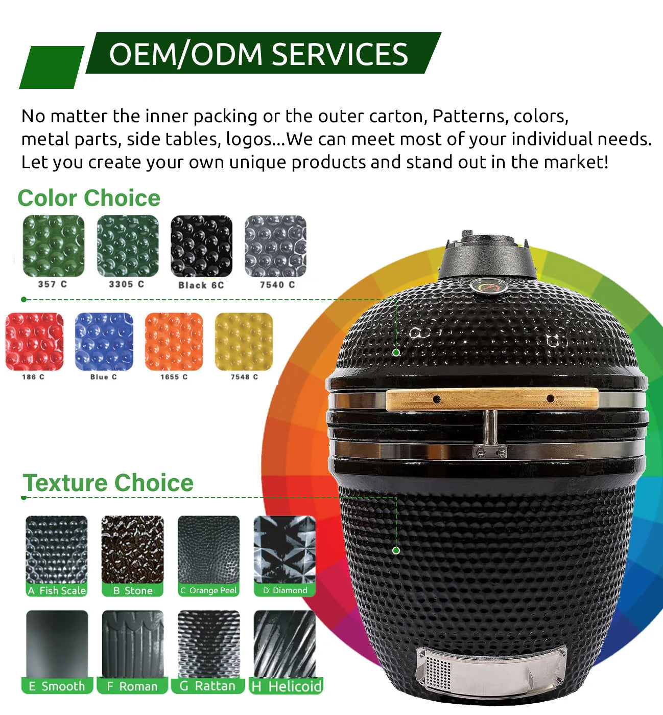 KTX-368659 Portable Kamado Charcoal Grill for Outdoor Barbecuing, Fits 13 to 27 Inch Egg Grills