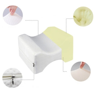 HKM-368851 Memory Foam Knee Pillow for Leg Support and Pressure Relief, Removable Velvet Cover, Ergonomic Design