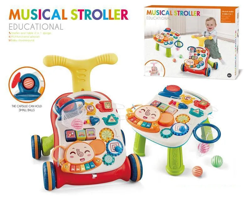 HKM-369107 3-in-1 Multifunctional Baby Walker and Activity Center - Adjustable Infant Stroller with Foldable Design, Suitable for Ages 0-3 Years