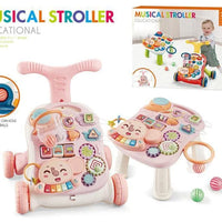 HKM-369107 3-in-1 Multifunctional Baby Walker and Activity Center - Adjustable Infant Stroller with Foldable Design, Suitable for Ages 0-3 Years