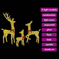 HKM-369107 Modern Warm White Reindeer Family Christmas Decoration Set - 3 Pieces, Elegant Fabric Design for Indoor/Sheltered Outdoor Use