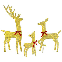 HKM-369107 Modern Warm White Reindeer Family Christmas Decoration Set - 3 Pieces, Elegant Fabric Design for Indoor/Sheltered Outdoor Use