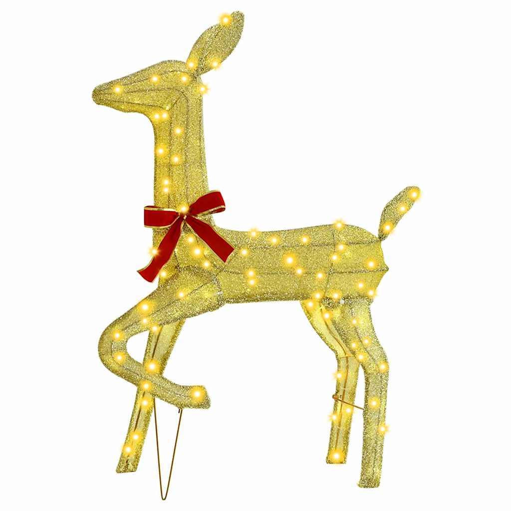 HKM-369107 Modern Warm White Reindeer Family Christmas Decoration Set - 3 Pieces, Elegant Fabric Design for Indoor/Sheltered Outdoor Use