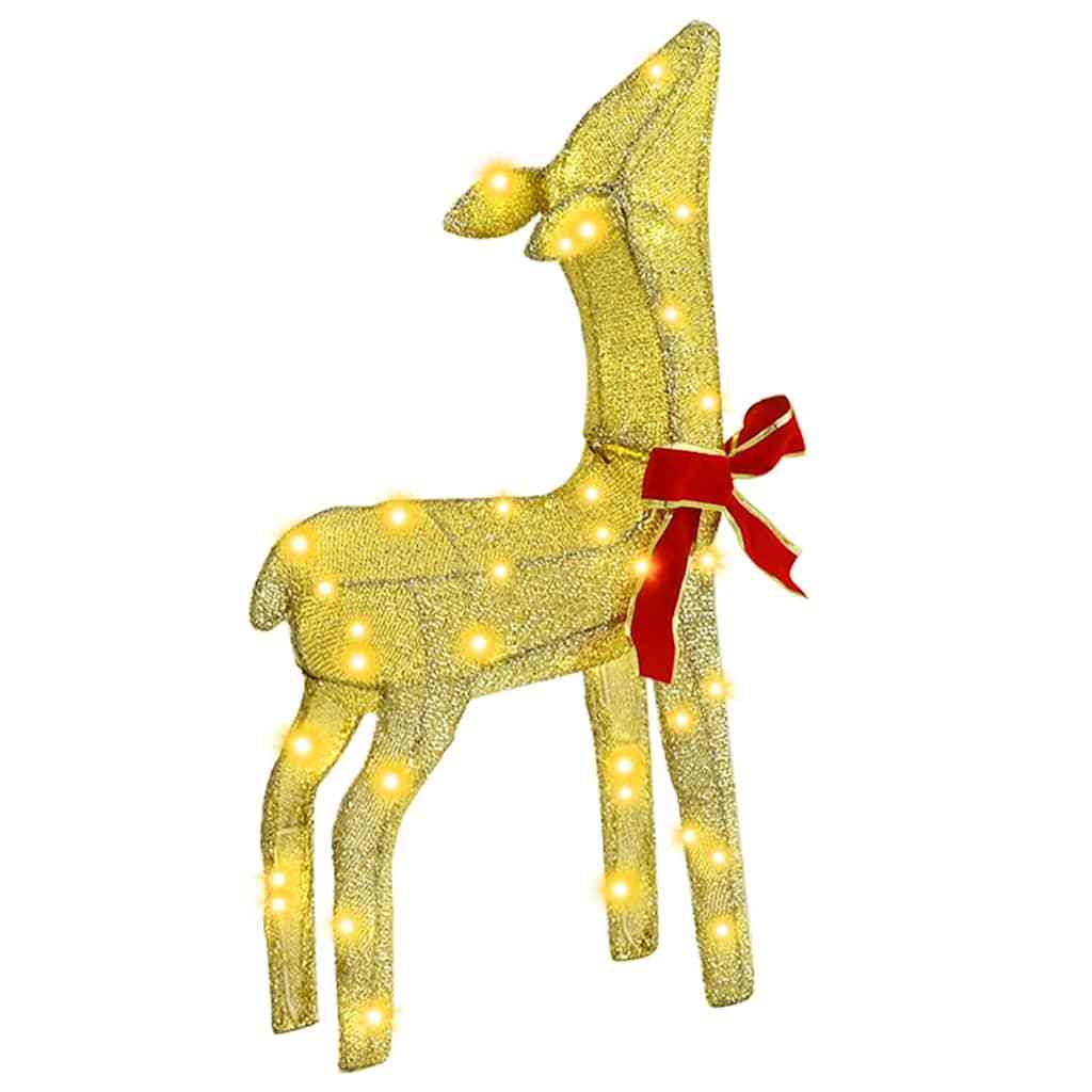 HKM-369107 Modern Warm White Reindeer Family Christmas Decoration Set - 3 Pieces, Elegant Fabric Design for Indoor/Sheltered Outdoor Use