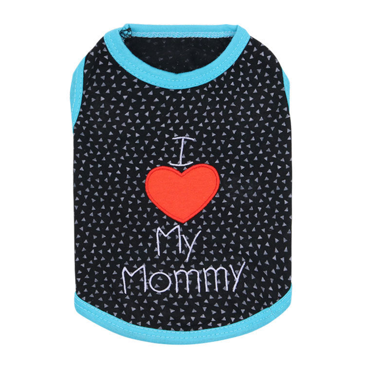 HKM-369171 Sleeveless Casual Summer Dog Vest - I Love My Mom & Dad - Polyester - Sizes XS to L