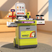 HKM-369299 Children's Supermarket Cash Register Toy Set with Shopping Cart and Vending Machine