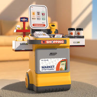 HKM-369299 Children's Supermarket Cash Register Toy Set with Shopping Cart and Vending Machine
