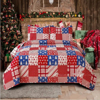 HKM-369299 Wine Red Christmas Quilt Cover Set - Includes Quilt Cover and 2 Pillowcases, Multiple Sizes Available, Modern Design