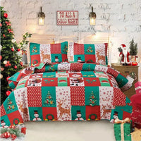 HKM-369299 Wine Red Christmas Quilt Cover Set - Includes Quilt Cover and 2 Pillowcases, Multiple Sizes Available, Modern Design