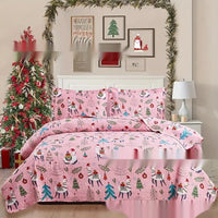 HKM-369299 Wine Red Christmas Quilt Cover Set - Includes Quilt Cover and 2 Pillowcases, Multiple Sizes Available, Modern Design