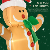 HKM-369427 6ft Inflatable Gingerbread Man Yard Decoration with LED Lights for Outdoor Display