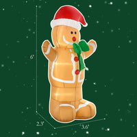 HKM-369427 6ft Inflatable Gingerbread Man Yard Decoration with LED Lights for Outdoor Display