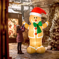 HKM-369427 6ft Inflatable Gingerbread Man Yard Decoration with LED Lights for Outdoor Display