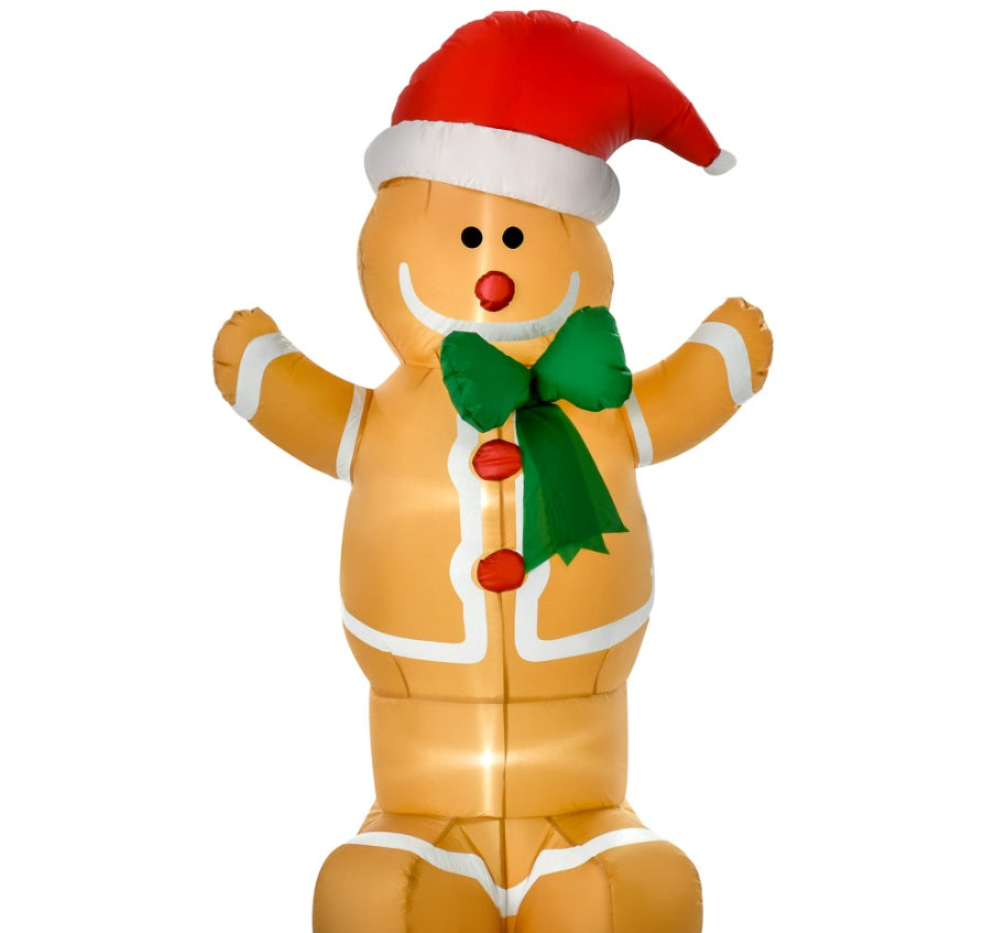 HKM-369427 6ft Inflatable Gingerbread Man Yard Decoration with LED Lights for Outdoor Display