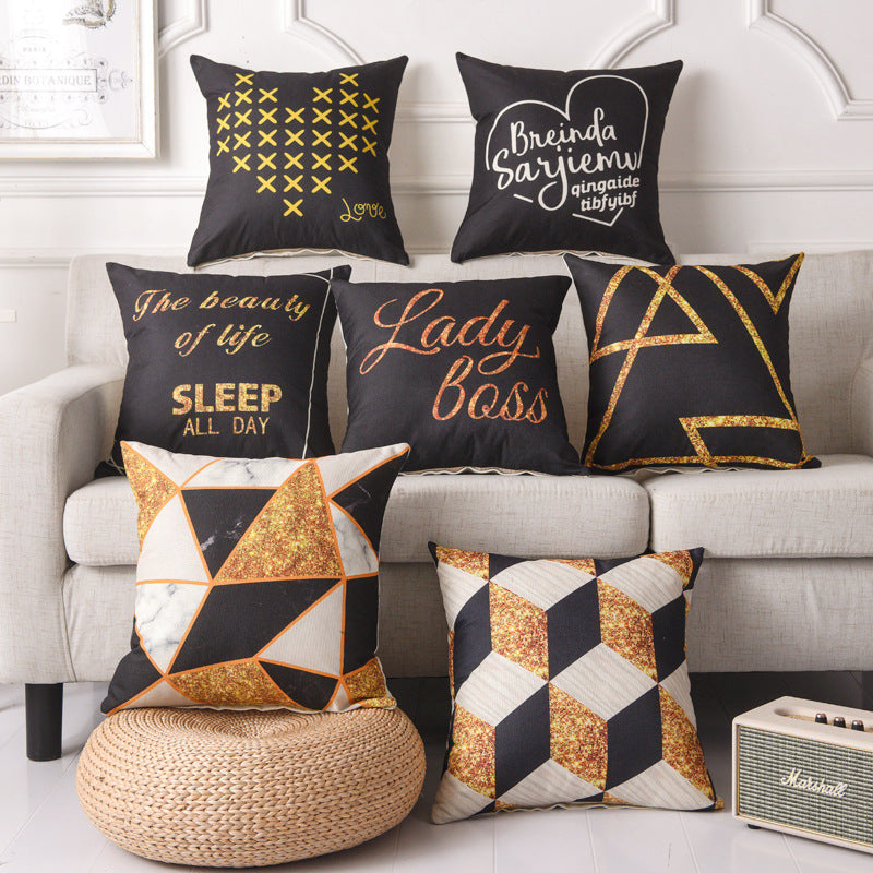 HKM-369427 Geometric Retro Pillowcase in Linen & PP Cotton - 45x45cm, Various Designs