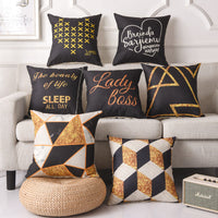 HKM-369427 Geometric Retro Pillowcase in Linen & PP Cotton - 45x45cm, Various Designs