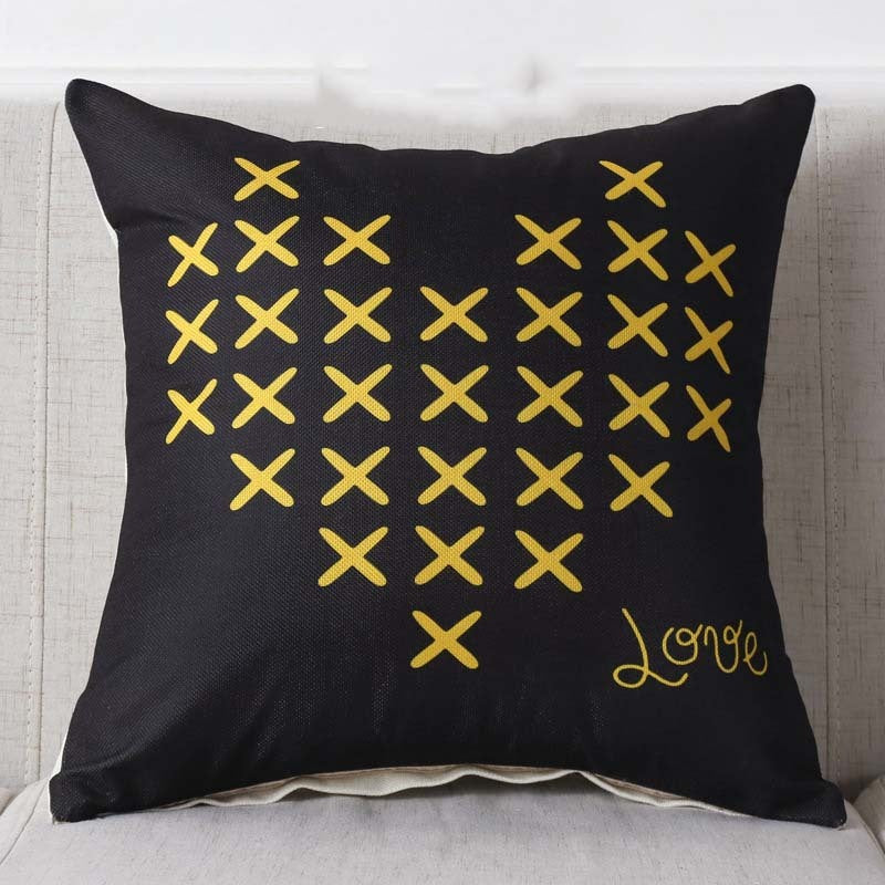 HKM-369427 Geometric Retro Pillowcase in Linen & PP Cotton - 45x45cm, Various Designs