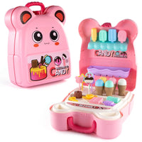 HKM-369555 2 in 1 Candy Backpack Ice Cream Shop Role Play Kitchen Toy Set for Kids Age 3 and Up