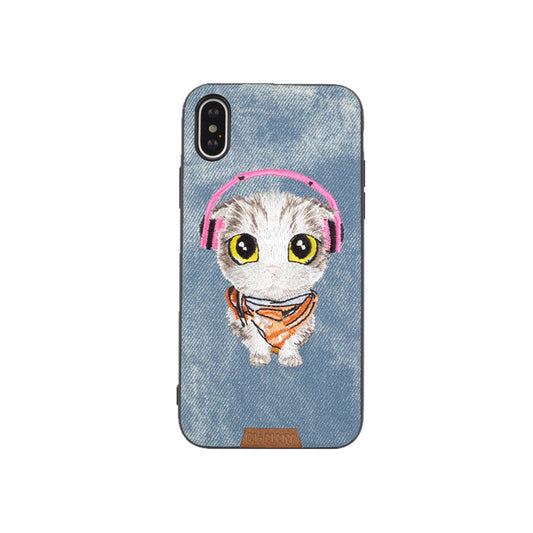 HKM-369555 Embroidered Cat and Dog Phone Case – 360° Protective TPU Cover