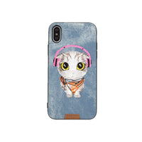 HKM-369555 Embroidered Cat and Dog Phone Case – 360° Protective TPU Cover