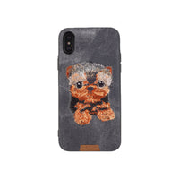 HKM-369555 Embroidered Cat and Dog Phone Case – 360° Protective TPU Cover