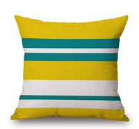 HKM-369619 Nordic Yellow Green Geometric Print Linen Cushion Cover 45x45cm