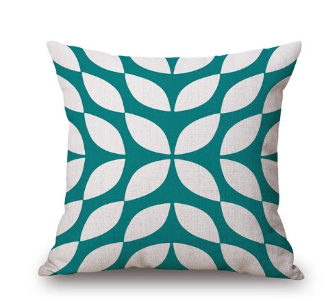 HKM-369619 Nordic Yellow Green Geometric Print Linen Cushion Cover 45x45cm