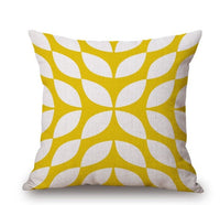 HKM-369619 Nordic Yellow Green Geometric Print Linen Cushion Cover 45x45cm