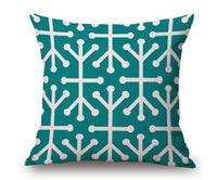 HKM-369619 Nordic Yellow Green Geometric Print Linen Cushion Cover 45x45cm