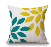 HKM-369619 Nordic Yellow Green Geometric Print Linen Cushion Cover 45x45cm
