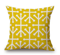 HKM-369619 Nordic Yellow Green Geometric Print Linen Cushion Cover 45x45cm