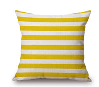 HKM-369619 Nordic Yellow Green Geometric Print Linen Cushion Cover 45x45cm