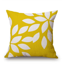 HKM-369619 Nordic Yellow Green Geometric Print Linen Cushion Cover 45x45cm