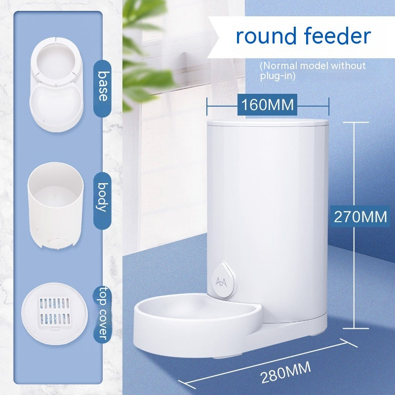 HKM-369811 Automatic Cat Water Fountain and Feeder - 28x16x27cm Pure White Pet Tableware