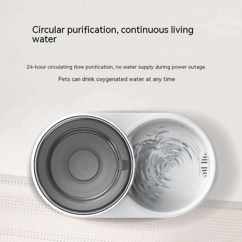 HKM-369811 Automatic Cat Water Fountain and Feeder - 28x16x27cm Pure White Pet Tableware