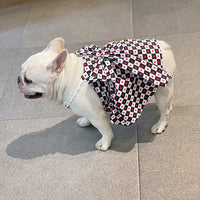 HKM-369875 Black and White Checkerboard Princess Skirt for Pets - Spring and Summer Edition