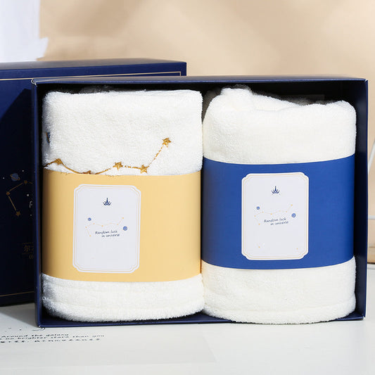 HKM-369875 Star Embroidered Dry Hair Cap and Towel Set - Lightweight and Absorbent, Ideal for All Hair Types