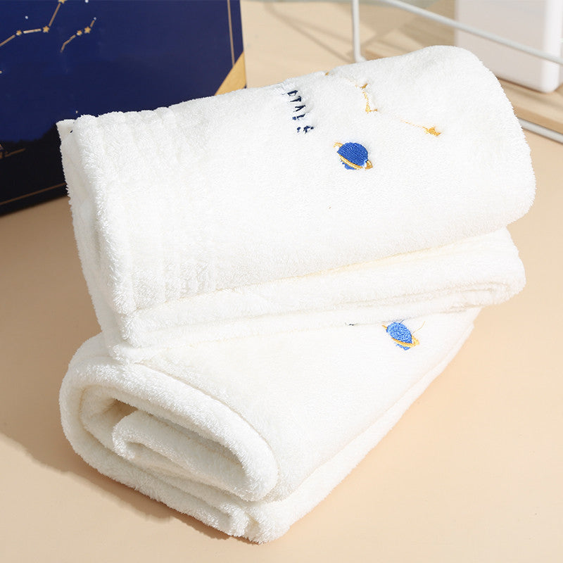 HKM-369875 Star Embroidered Dry Hair Cap and Towel Set - Lightweight and Absorbent, Ideal for All Hair Types