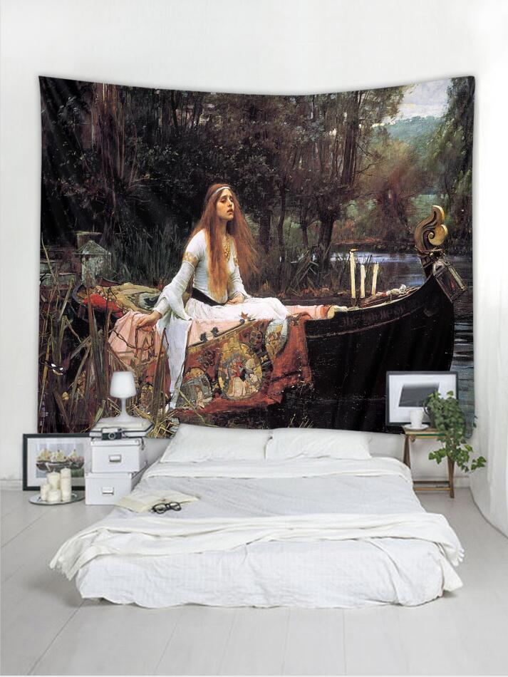 KTX-370003 Lady of Shalott Art Tapestry - Available in Multiple Sizes (150x100cm, 150x130cm, 150x230cm)