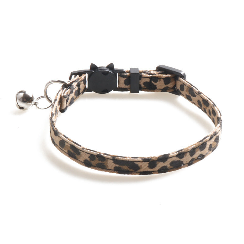 HKM-370003 New Leopard Pattern Pet Collar Cat Collar With Bell Cat Collar Factory Direct Sales